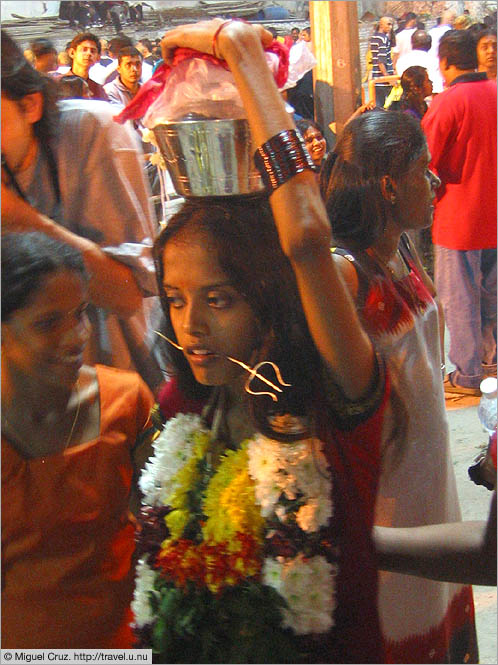 Malaysia: Thaipusam in KL: Young pierced girl