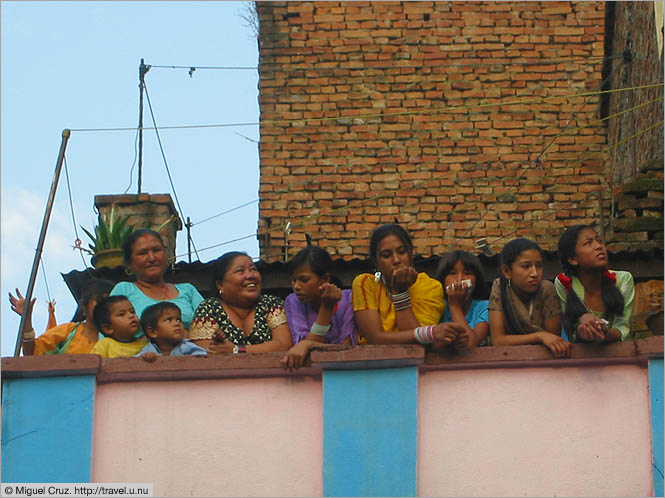 Nepal: Kathmandu: Watching from the balcony